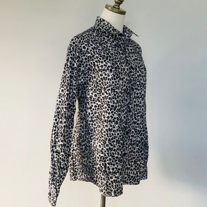 Blouse Button Front LARS AMADEUS Animal Leopard Print